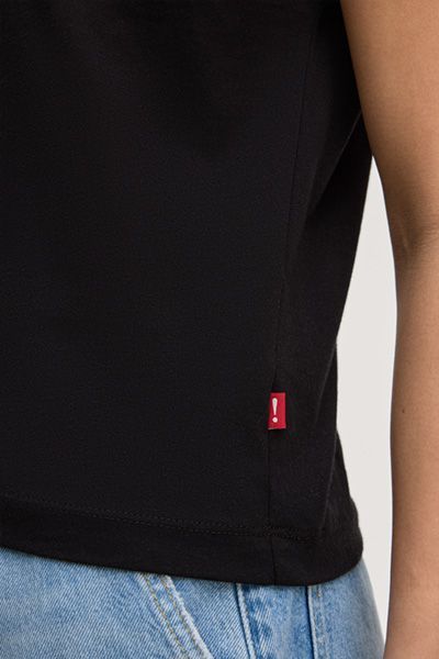 JOOP! Jeans Schwarzes Tiss T-Shirt aus Baumwolle mit Schulterdetails