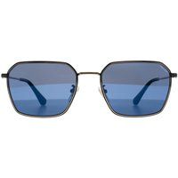 Quadratische achteckige Sonnenbrille mit blauen Gläsern