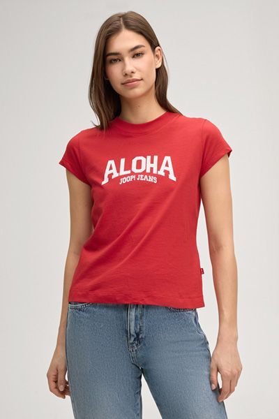 Joop Jeans Aloha Rotes T-Shirt mit Frontdruck