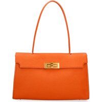 Strukturierte Leder-Schultertasche mit Verschluss