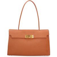 Strukturierte Leder-Schultertasche mit Verschluss