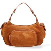 Wildleder-Schultertasche mit Tasche