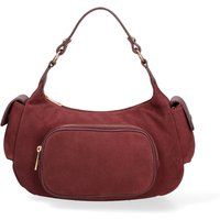 Wildleder-Schultertasche mit Tasche