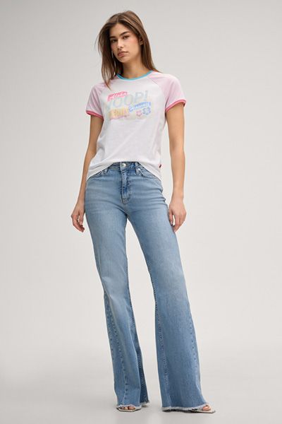 Joop! Aloha Hawaii T-Shirt mit Print, Rosa Pastell und Raglanärmeln