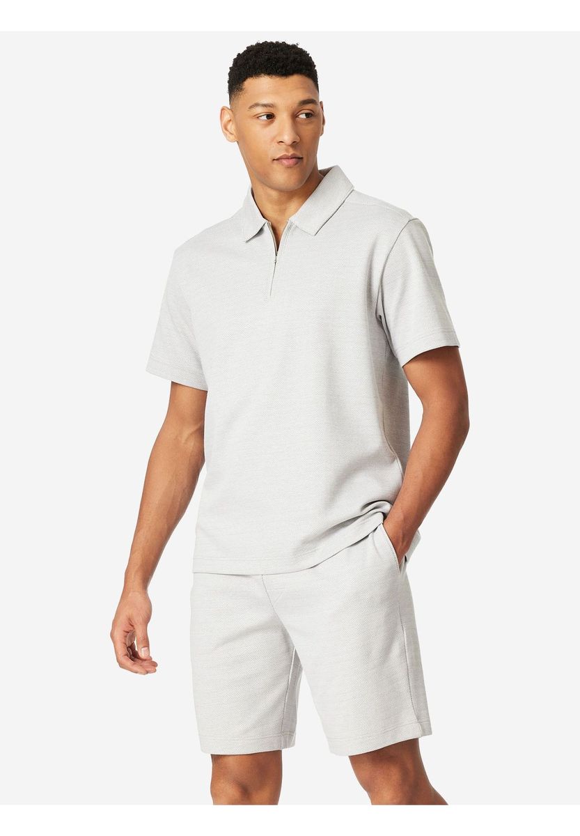 Herren Heathered Strick Zip Polohemd