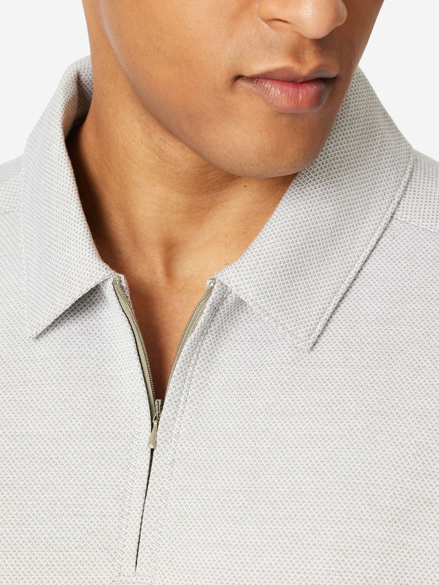 Herren Heathered Strick Zip Polohemd