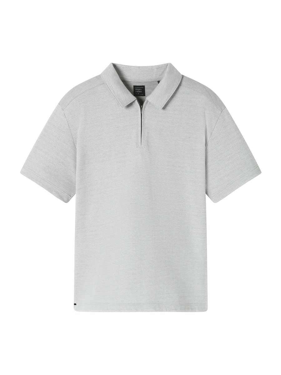 Strukturiertes Polo-Shirt mit Viertel-Reißverschluss