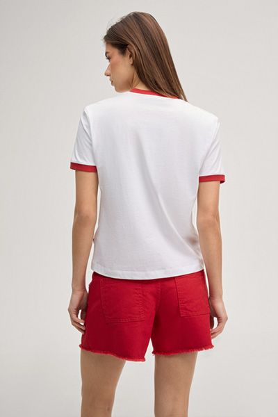 Levi's Tordis Weißes und Rotes Ringer-T-Shirt mit Logo