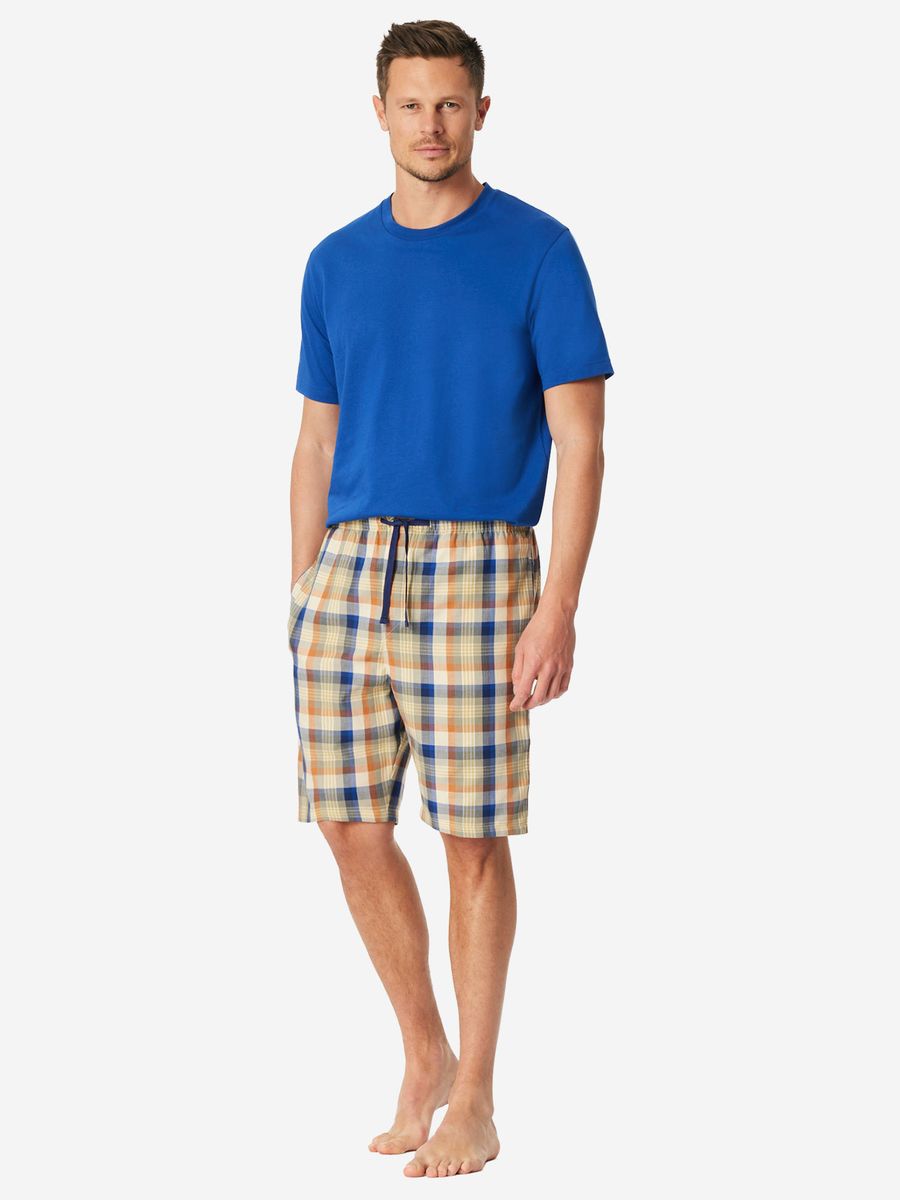 Geruite Baumwoll-Lounge-Bermuda-Shorts