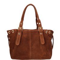 Schultertasche aus Wildleder mit Schnallen