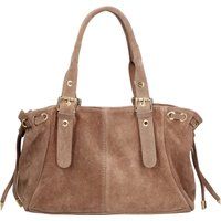 Schultertasche aus Wildleder mit Schnallen