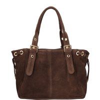 Schultertasche aus Wildleder mit Schnallen