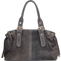 Schultertasche aus Wildleder mit Schnallen