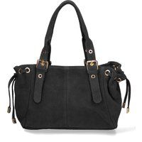 Schultertasche aus Wildleder mit Schnallen