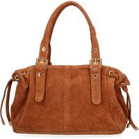 Schultertasche aus Wildleder mit Schnallen