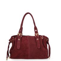 Schultertasche aus Wildleder mit Schnallen