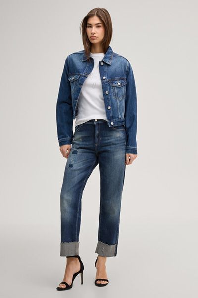 Joop! Jeans Weißes Baumwoll-T-Shirt mit Glitzerlogo-Detail