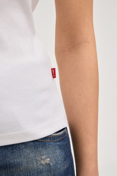 Joop! Jeans Weißes Baumwoll-T-Shirt mit Glitzerlogo-Detail