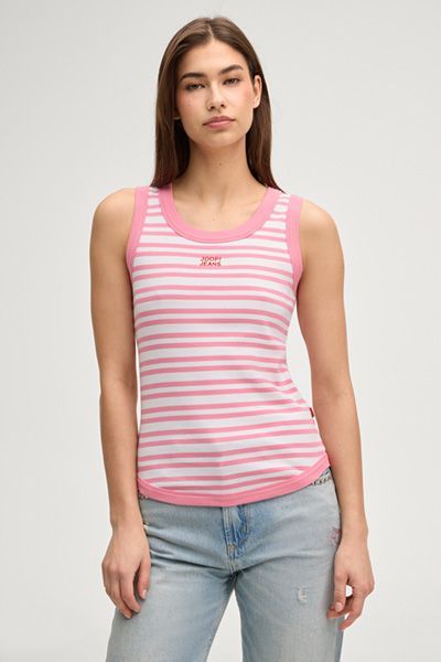 Joop! Jeans Tiani rosa-weiß gestreiftes Baumwoll-Tanktop