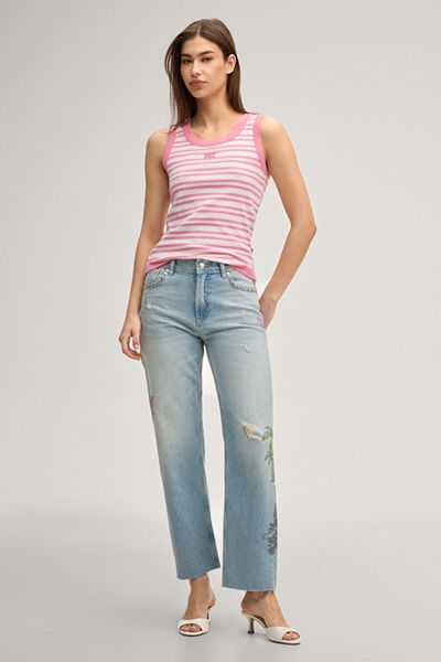 Joop! Jeans Tiani rosa-weiß gestreiftes Baumwoll-Tanktop