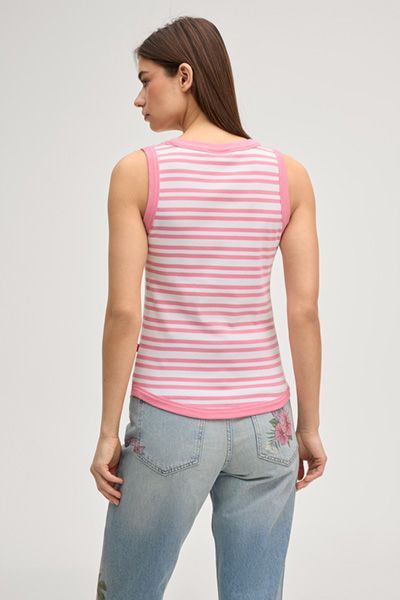Joop! Jeans Tiani rosa-weiß gestreiftes Baumwoll-Tanktop