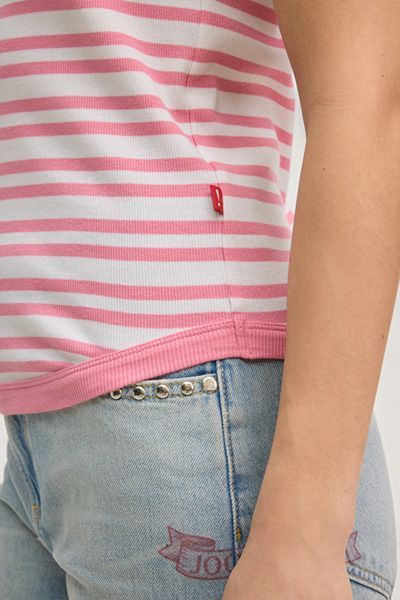Joop! Jeans Tiani rosa-weiß gestreiftes Baumwoll-Tanktop