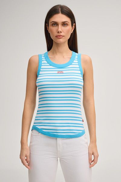 JOOP! Tiani Türkis und Weiß gestreiftes Tanktop aus Baumwollmischung