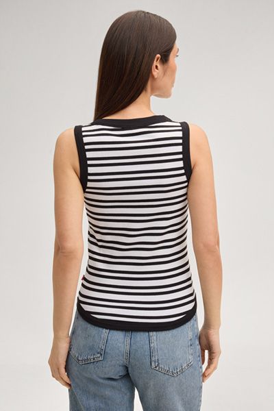 Gestreiftes Tanktop Tiani schwarz-weiß Baumwollmischung Stretch