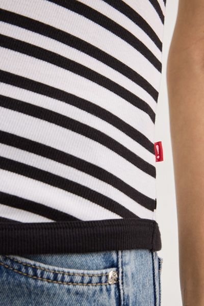 Gestreiftes Tanktop Tiani schwarz-weiß Baumwollmischung Stretch