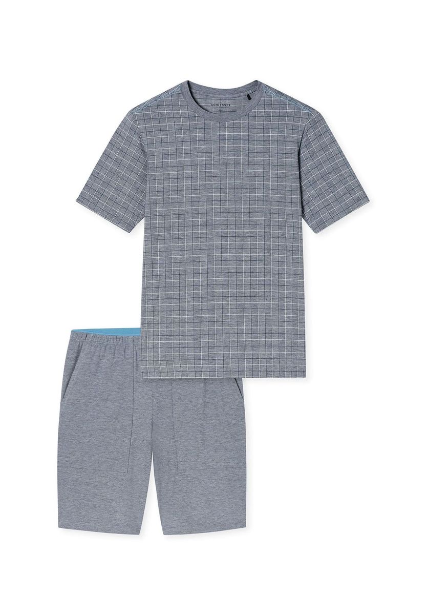 Herren-Schlafanzug Kurz Kariert Baumwolle