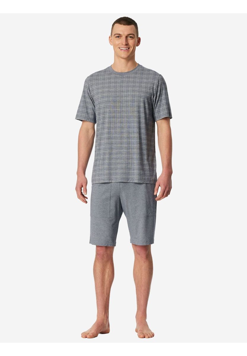Herren-Schlafanzug Kurz Kariert Baumwolle