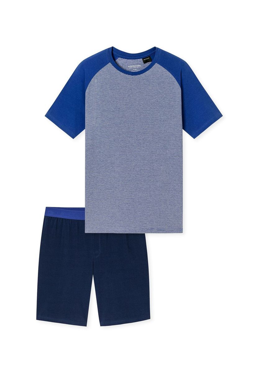 Kurzer blauer Herren Schlafanzug