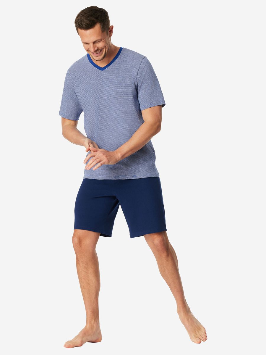 Kurzer blauer Herren Schlafanzug