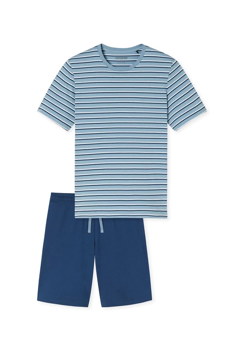 Kurzer blauer Herren Schlafanzug
