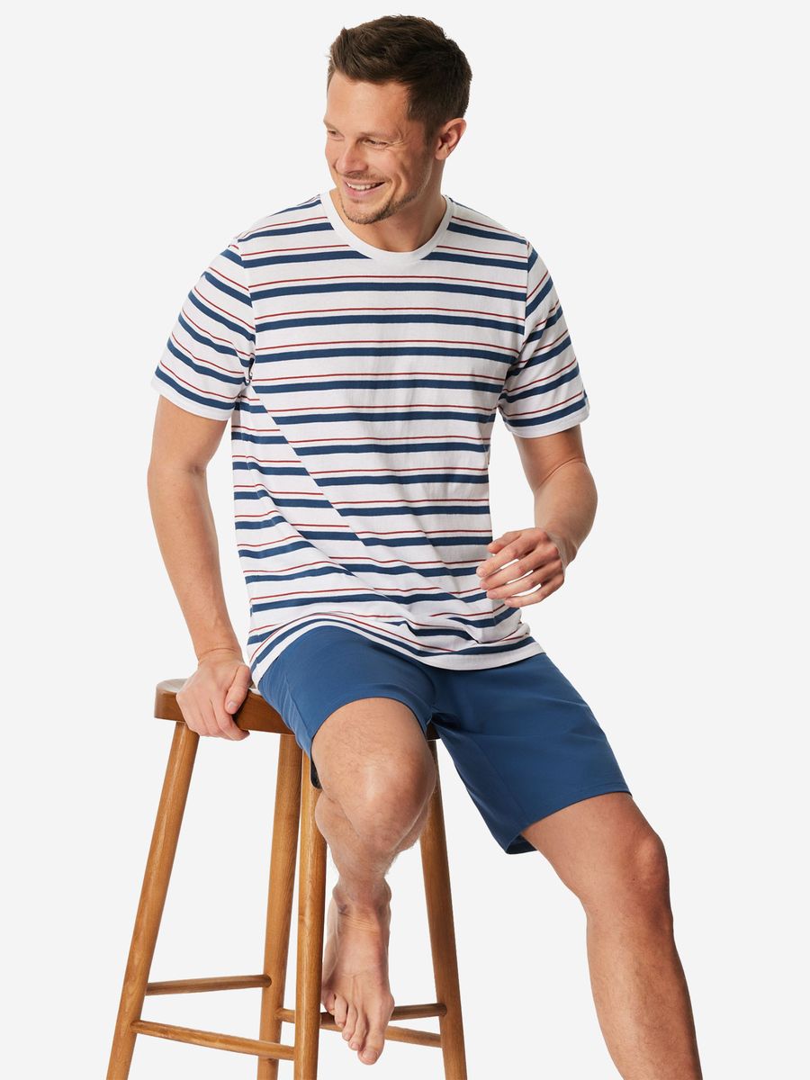 Kurzer blauer Herren Schlafanzug