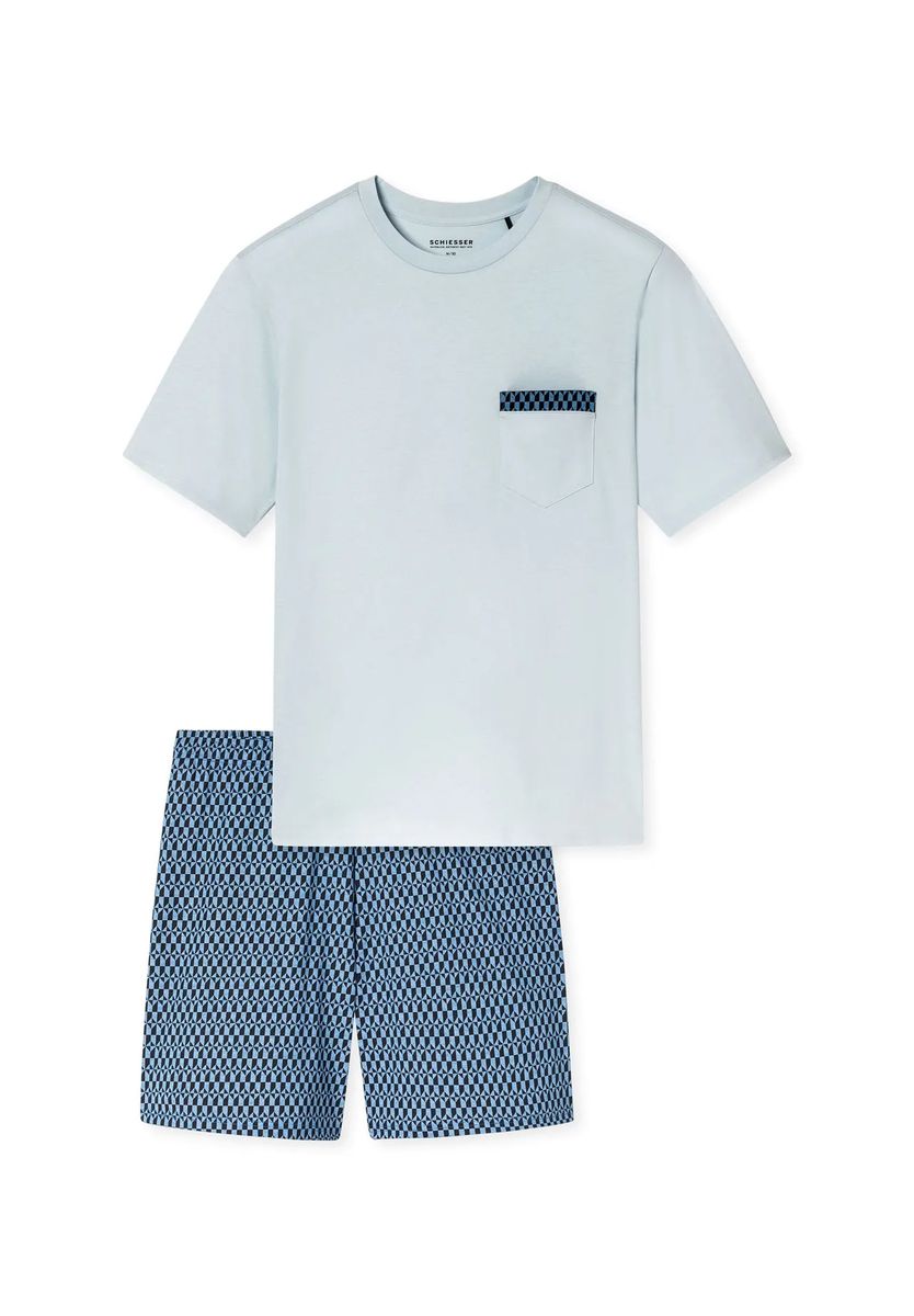 Kurzer blauer Herren Schlafanzug