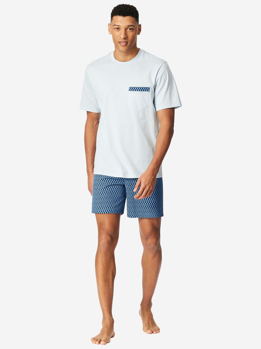 Kurzer blauer Herren Schlafanzug