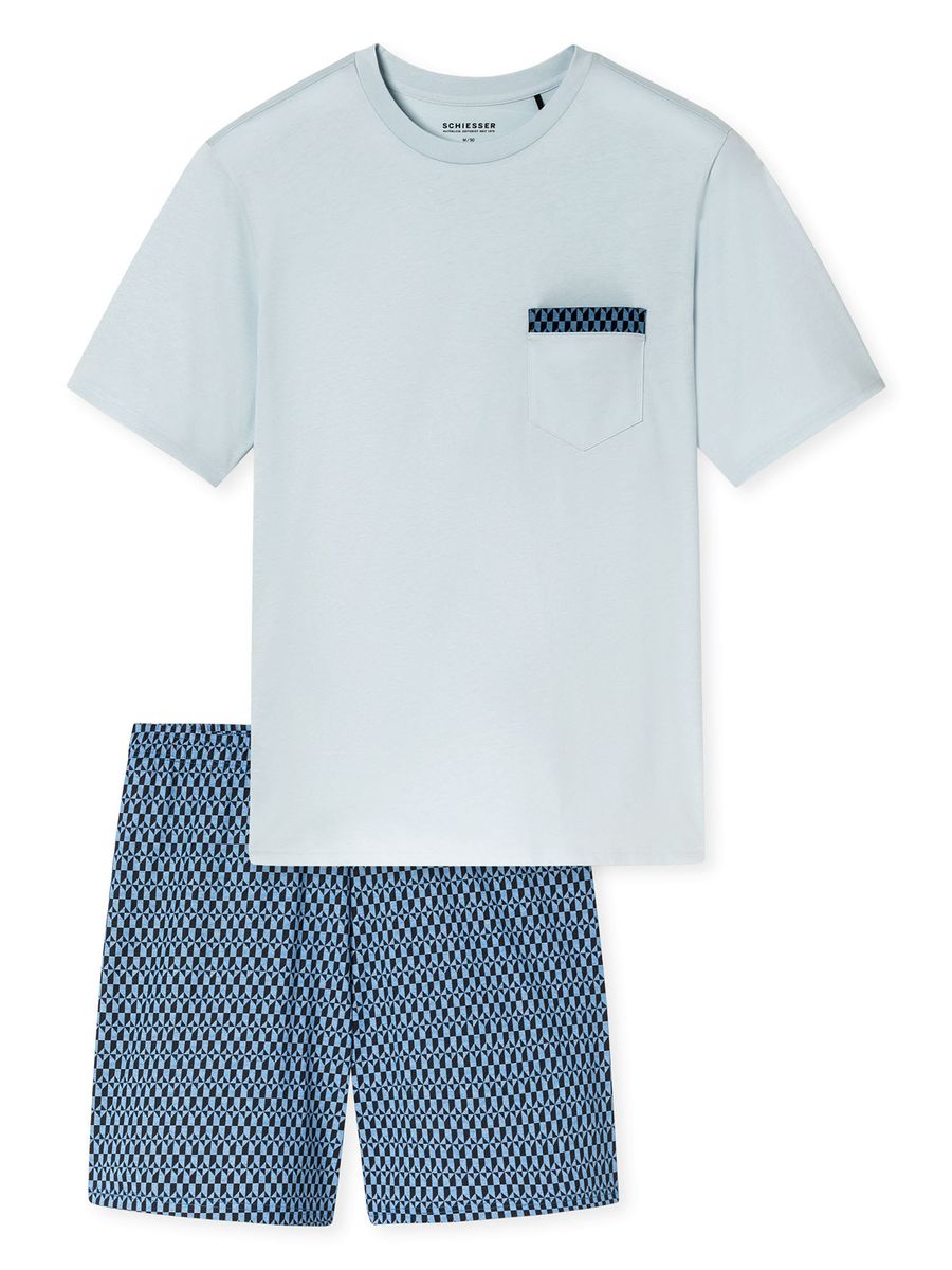 Kurzer blauer Herren Schlafanzug