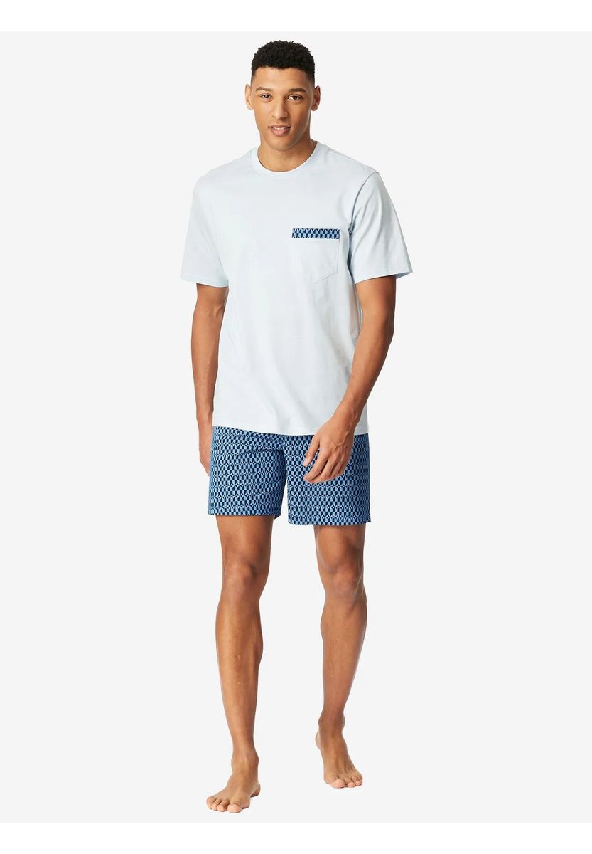 Kurzer blauer Herren Schlafanzug