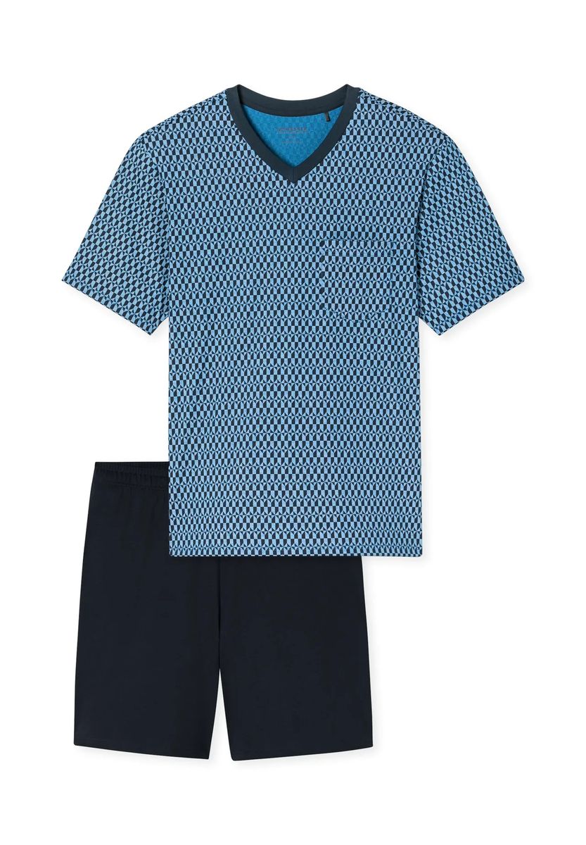 Kurzer blauer Herren Schlafanzug