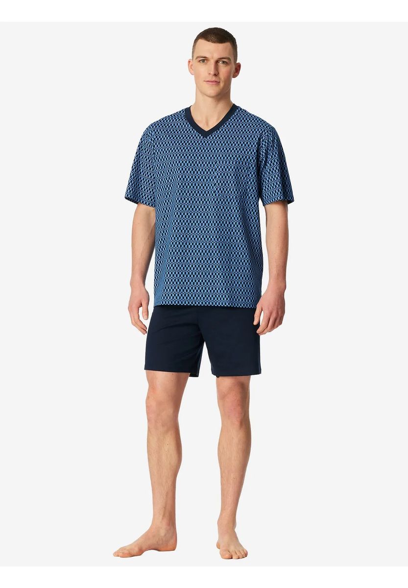 Kurzer blauer Herren Schlafanzug