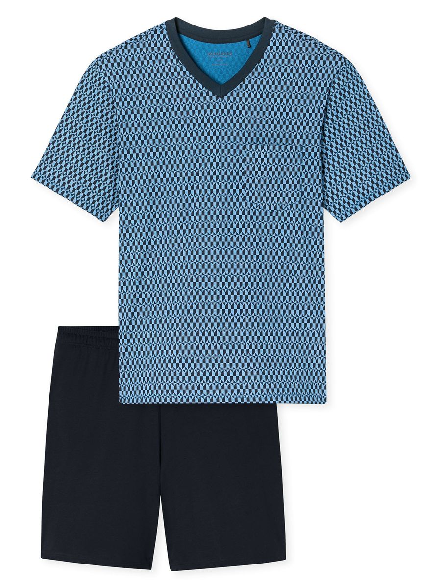 Kurzer blauer Herren Schlafanzug