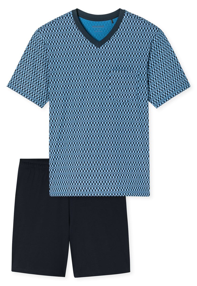 Kurzer blauer Herren Schlafanzug