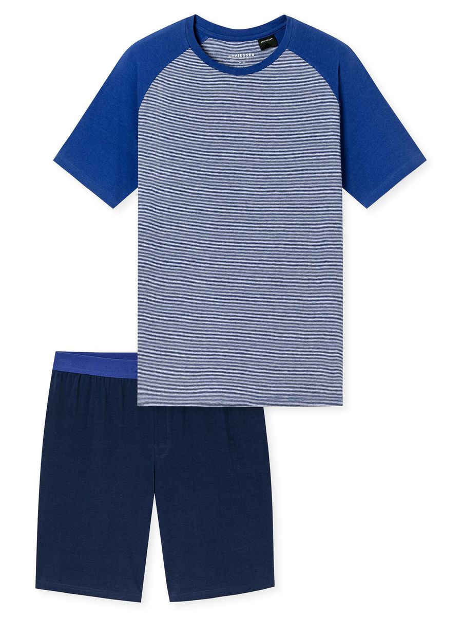 Kurzer blauer Herren Schlafanzug