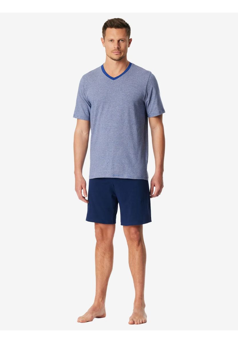 Kurzer blauer Herren Schlafanzug
