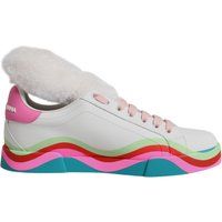 Mehrfarbige Low-Top-Sneakers mit Fell