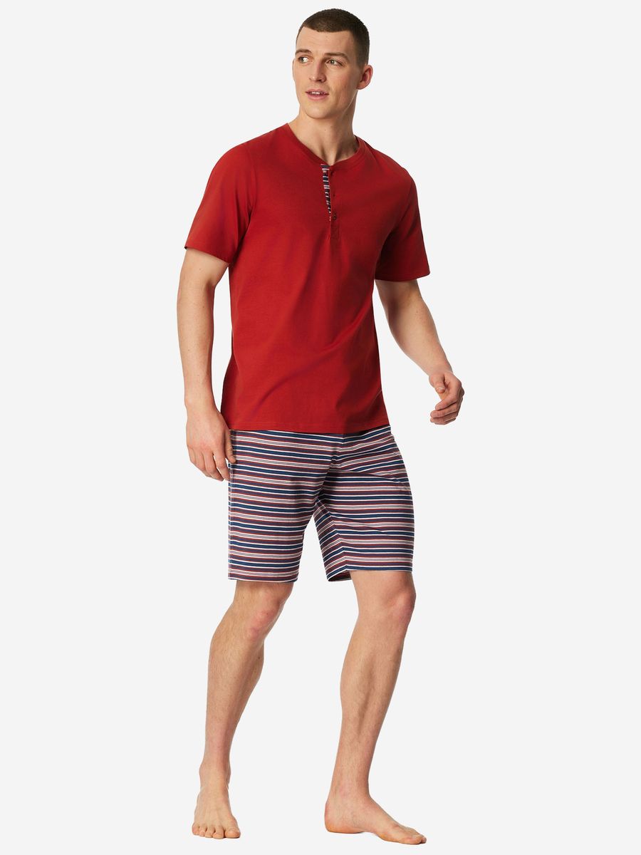 Kurzärmeliges Henley-Schlafanzug-Set