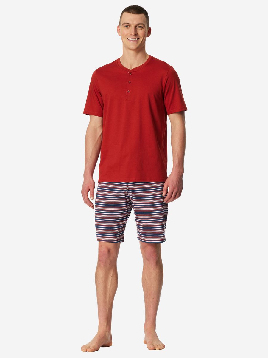 Kurzärmeliges Henley-Schlafanzug-Set