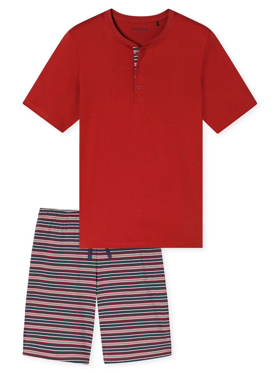 Kurzärmeliges Henley-Schlafanzug-Set