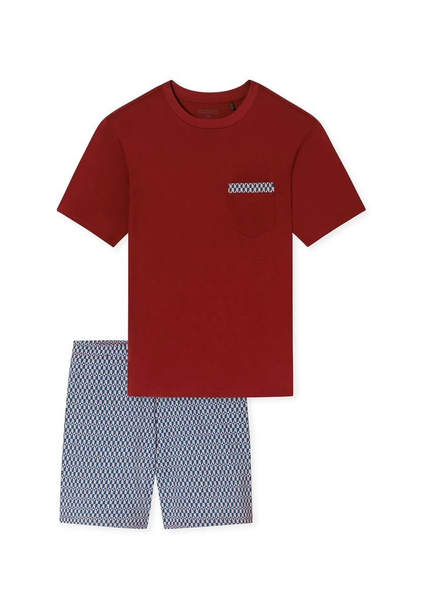 Kurzärmeliges Henley-Schlafanzug-Set